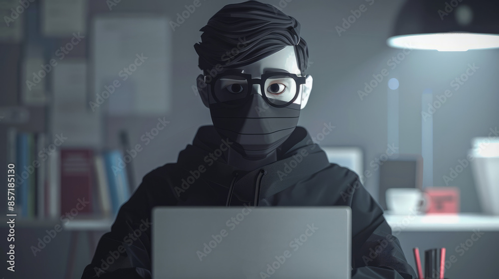 A hacker in a hoodie sitting at a computer, cracking codes. A hacker in a hoodie sitting at a computer, cracking codes.