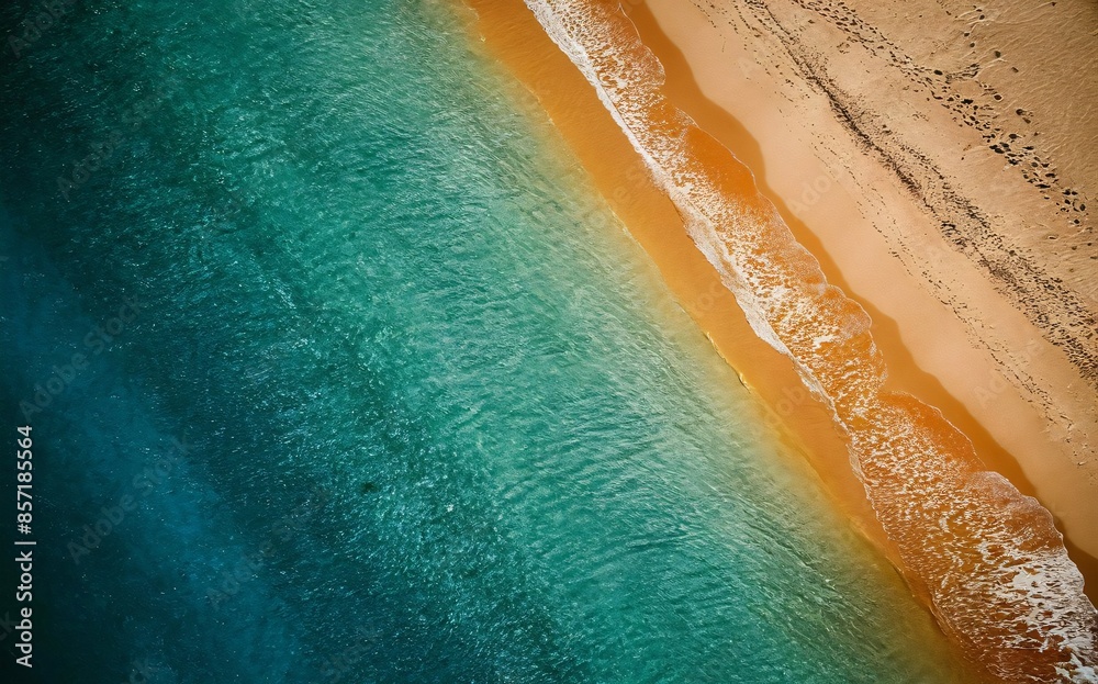Fototapeta premium Beach with trees and sea under a sunny sky, summer