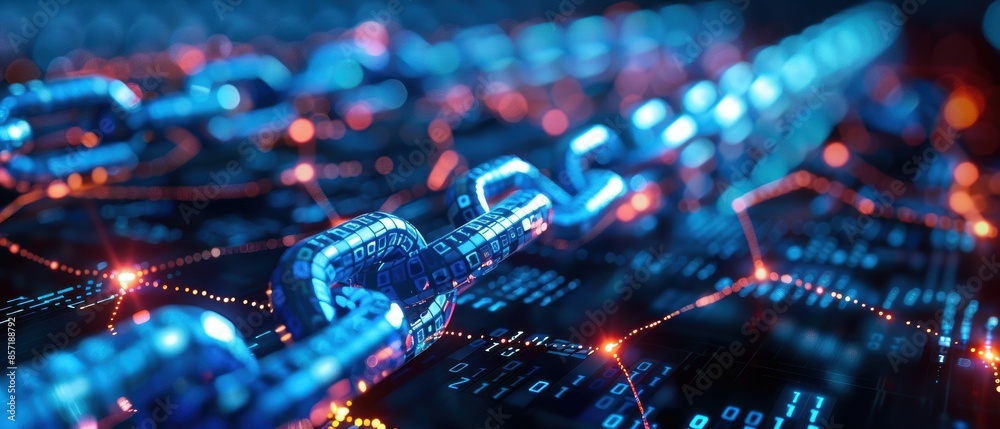 Fototapeta premium A detailed view of a blockchain technology network