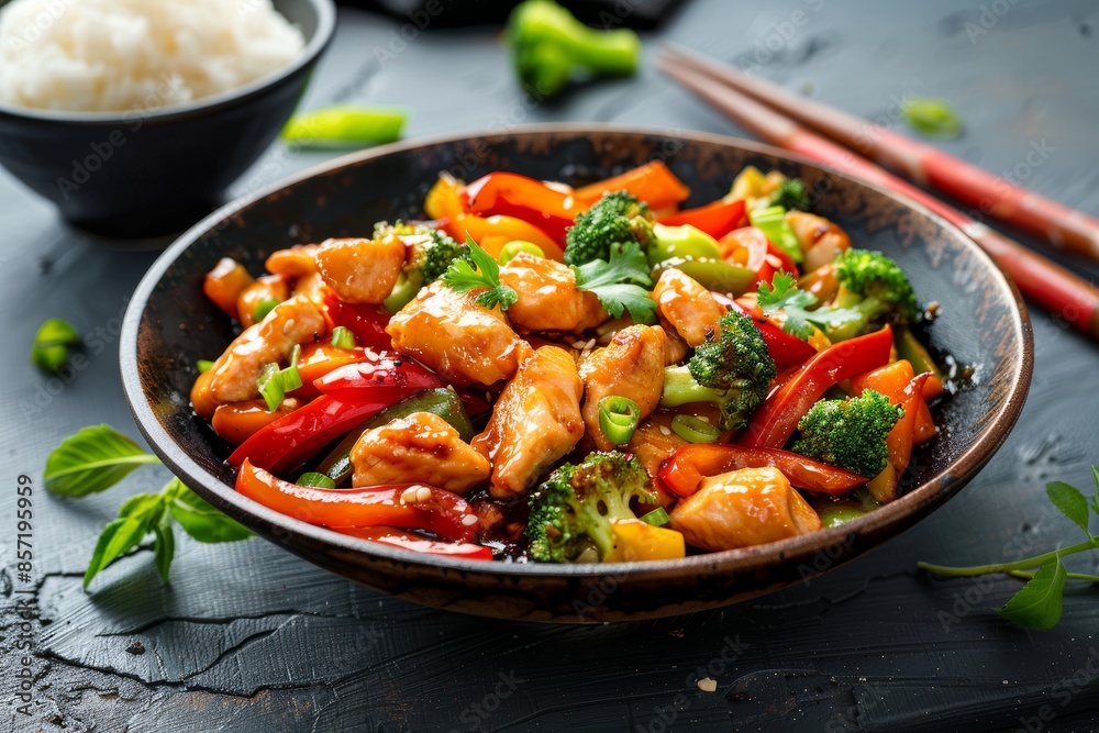 Vibrant Chicken and Vegetable Stir Fry in Wok - Perfect for Healthy Meals, Recipe Cards, and Cooking Blogs Vibrant Chicken and Vegetable Stir Fry in Wok - Perfect for Healthy Meals, Recipe Cards, and Cooking Blogs