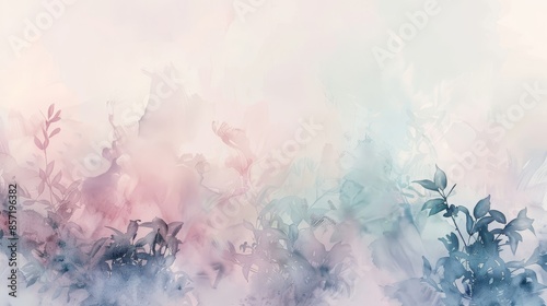 Abstract background in blush lilac and mint shades watercolor gradients and delicate light refractions photo
