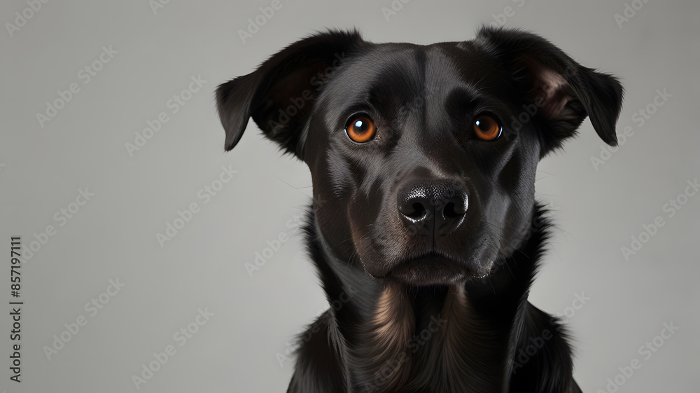 A handsome lab retriever black dog with with white isolated background, pet concepts A handsome lab retriever black dog with with white isolated background, pet concepts