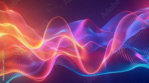 Organic Flowing Lines abstract background. Futuristic neon illustration art ,3d render abstract geometric background of colorful neon lines glowing in the dark futuristic wallpaper © sania