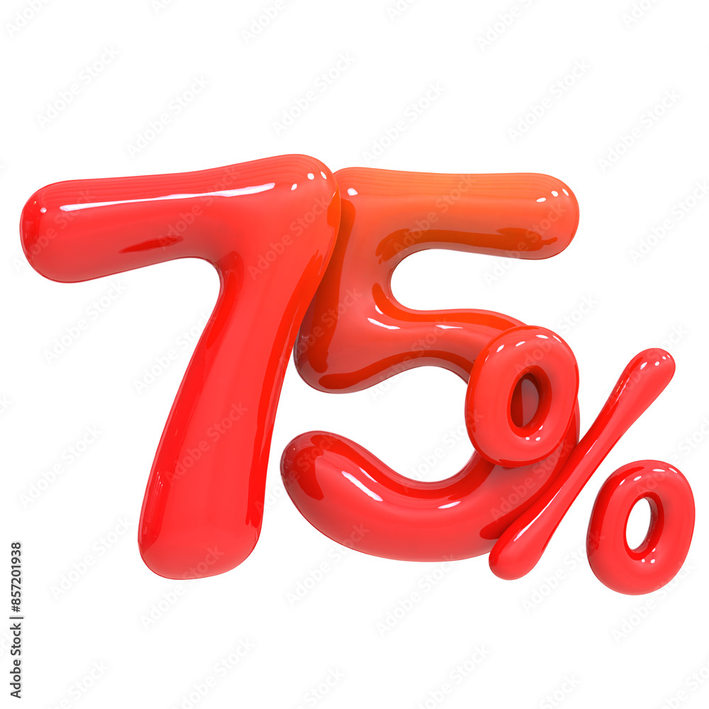 Balloon 75 Percent Number Red 3D Render Balloon 75 Percent Number Red 3D Render
