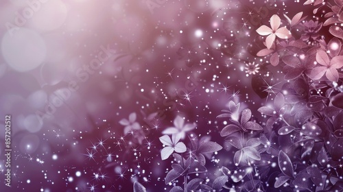 Background with plum and silver floral motifs shimmering particles festive tranquility. background © javier