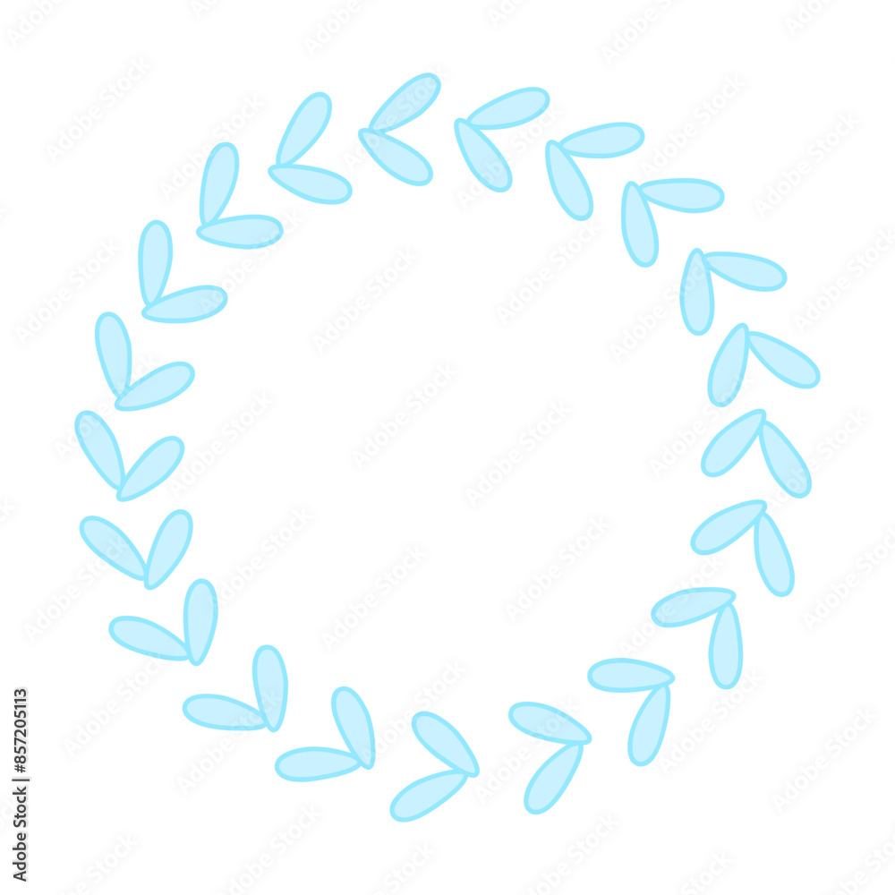 Abstract Blue Leaf Empty Circle Frame