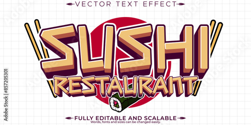 Sushi japan text effect, editable modern lettering typography font style