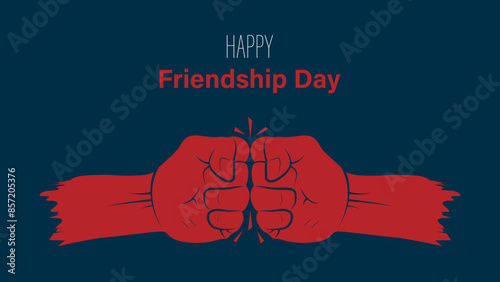  Happy Friendship Day design. Fist bump vector illustration