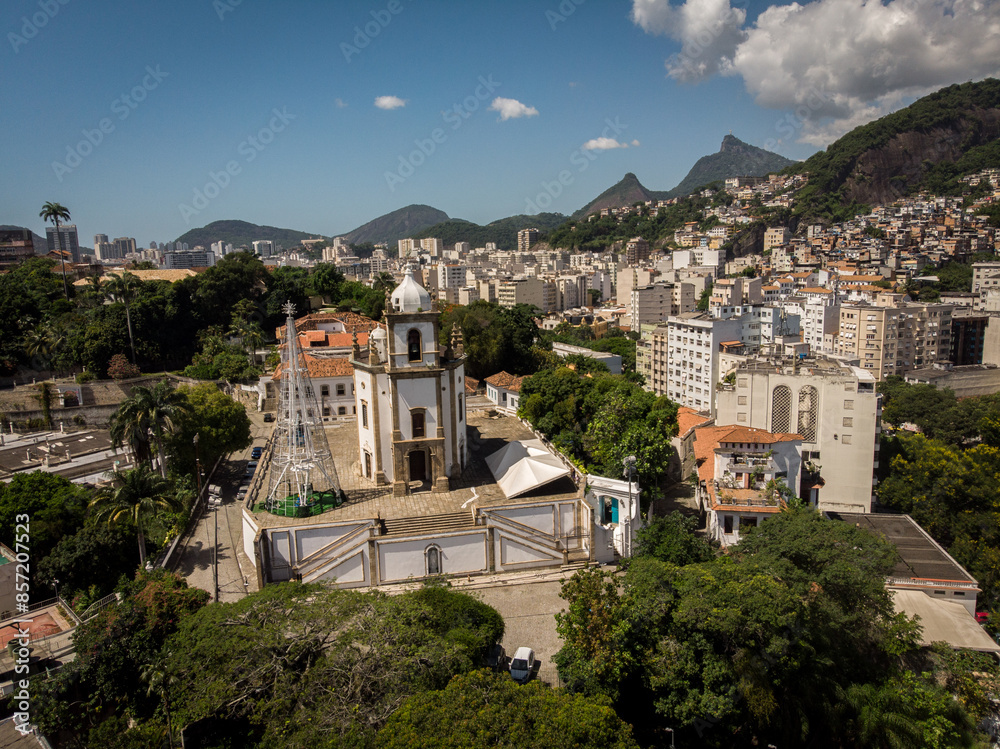 Drone view of Historics churches in Rio de Janeiro, Brazil