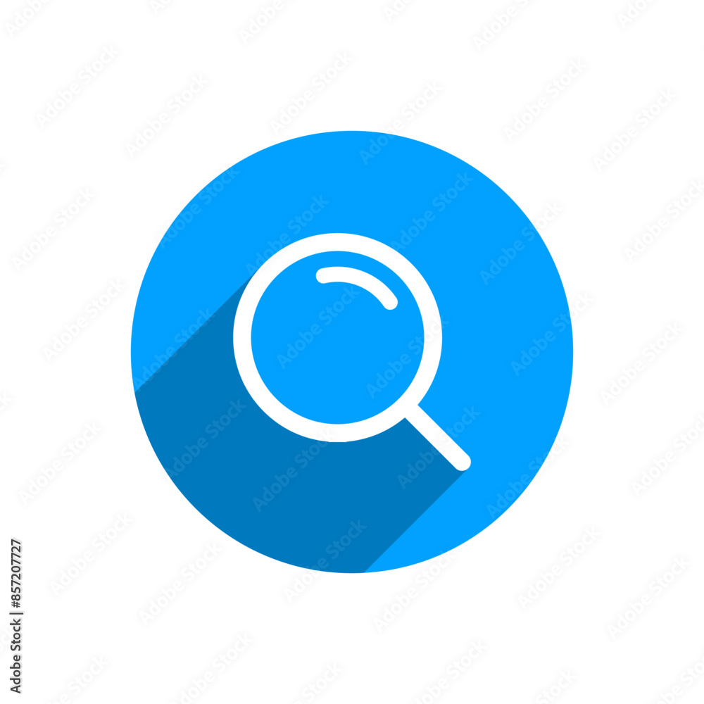 Search, find icon with long shadow. Magnifying glass, magnifier concept Search, find icon with long shadow. Magnifying glass, magnifier concept
