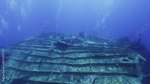 Outside the Wreck - Wreck of the Thistlegorm, an english Freigther sunk in the Second World War in the Red Sea by the German Aviation, and discovered by J.Y. Cousteau and it's team.  photo