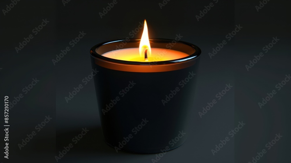 Elegant black candle burning with a soft flame, set against a dark background, creating a tranquil and intimate ambiance.