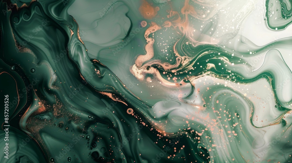 Background with moss green and rose gold flowing textures light spots clover shapes. background Background with moss green and rose gold flowing textures light spots clover shapes. background