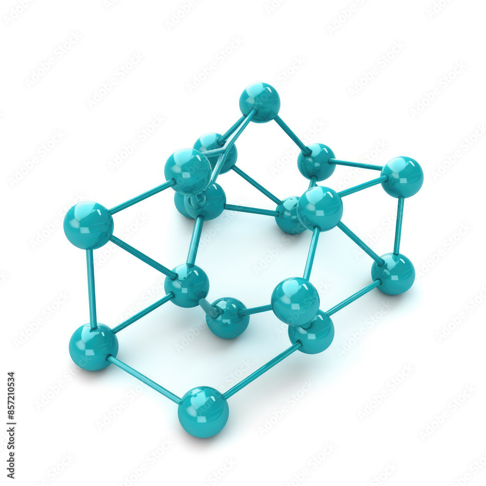 generated illustration of cyan molecule structure isolated white generated illustration of cyan molecule structure isolated white
