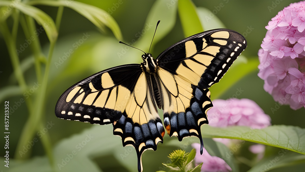 Photo of a Papilio glaucus (Eastern Tiger Swallowtail) Butterfly Generative AI Photo of a Papilio glaucus (Eastern Tiger Swallowtail) Butterfly Generative AI