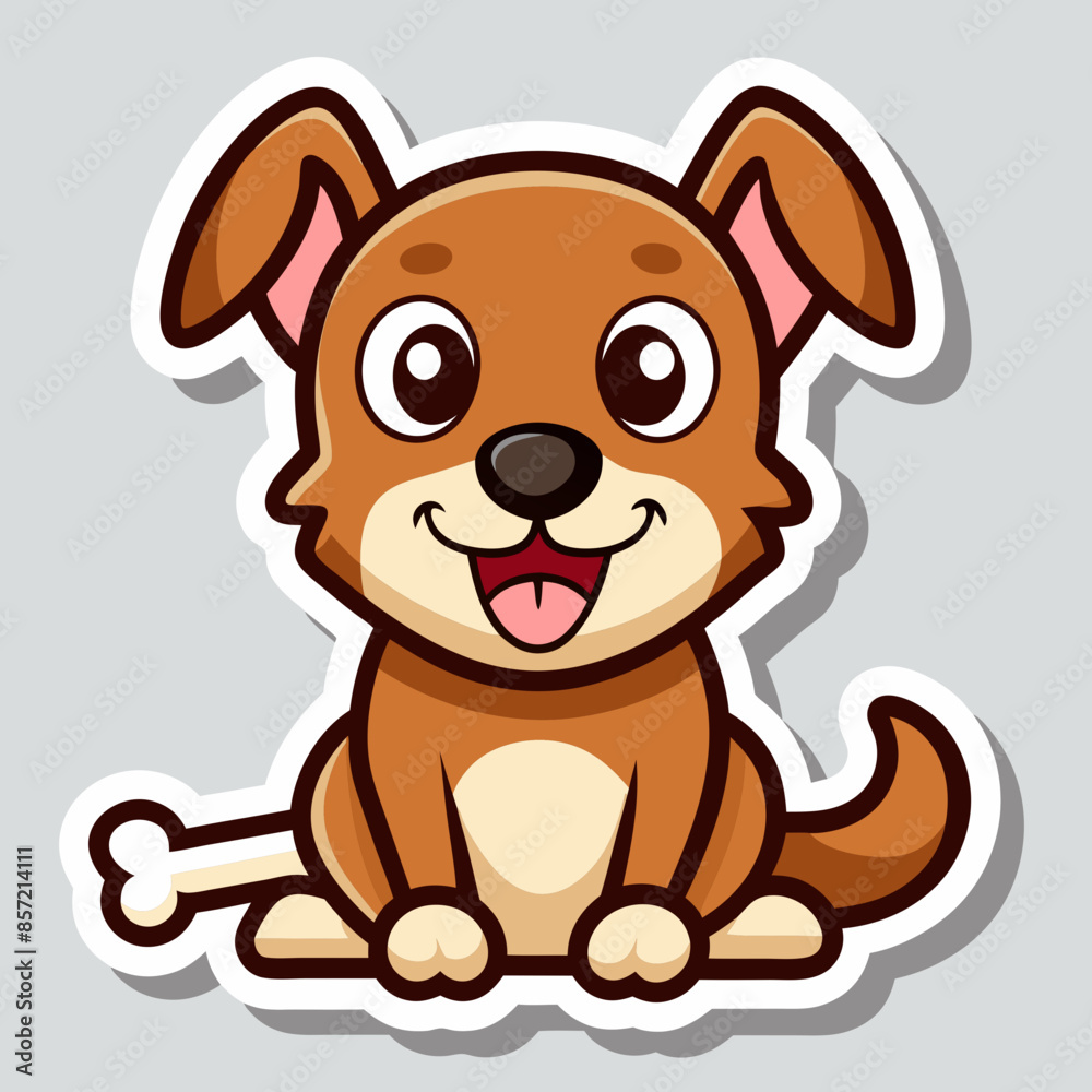 Fototapeta premium sticker--um-cachorro-segurando-um-osso---fundo-bra