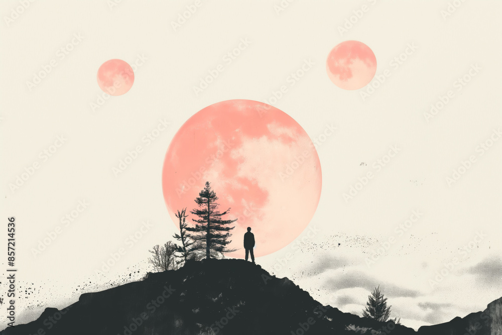 Obraz premium Alone. Minimal Illustration with copy space. Loneliness