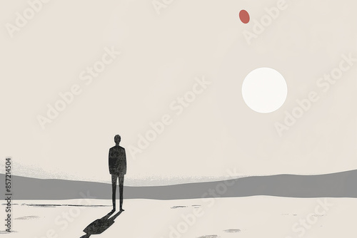 Alone. Minimal Illustration with copy space. Loneliness