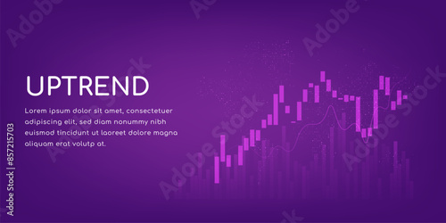 share market candlestick pattern showing uptrend, business financial rising graph