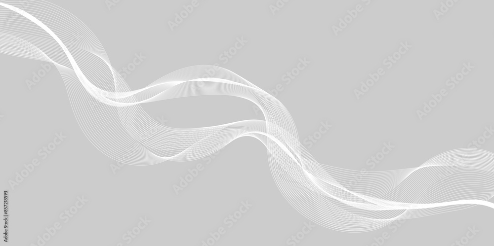 Gray and white abstract background with flowing particles. Digital ...