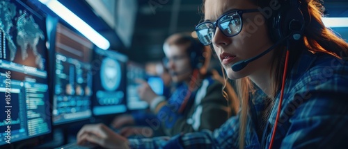 A team of IT professionals discussing network security