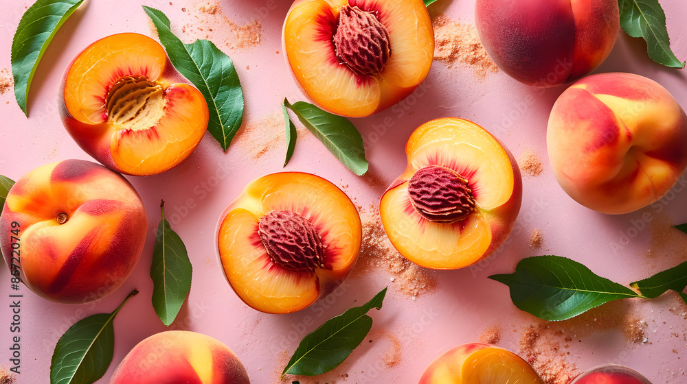 fresh peach top down view background poster fresh peach top down view background poster
