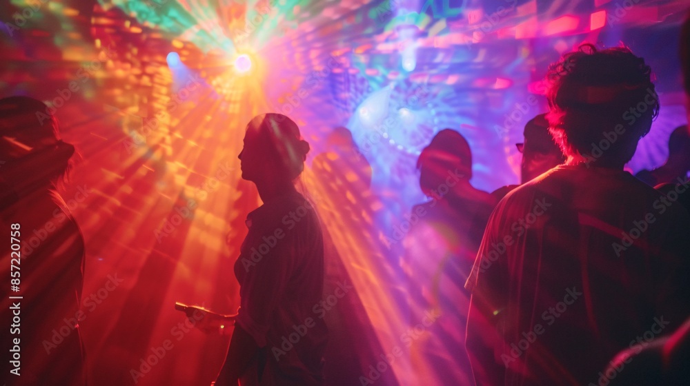 Obraz premium Rainbow Lights at Nighttime Festival