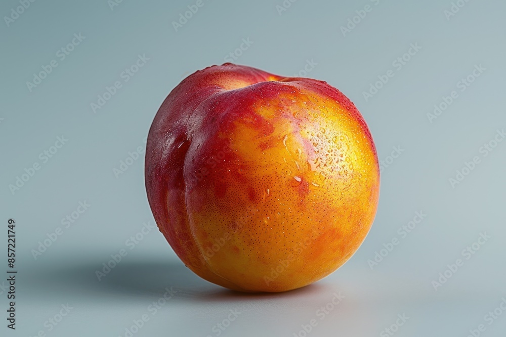 High-resolution photo of a nectarine with a soft natural light, emphasizing its glossy surface and natural beauty High-resolution photo of a nectarine with a soft natural light, emphasizing its glossy surface and natural beauty