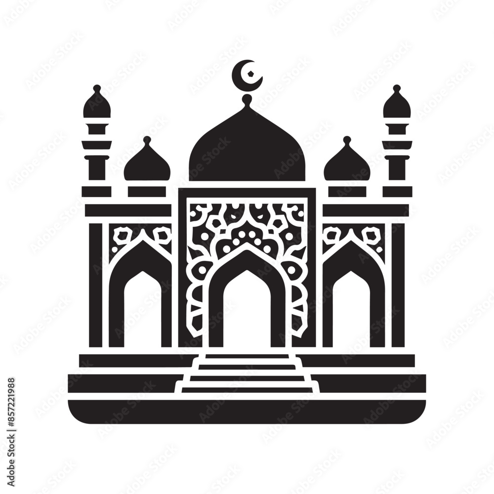 Silhouette of Islamic Element Icon Isolated in White Silhouette of Islamic Element Icon Isolated in White