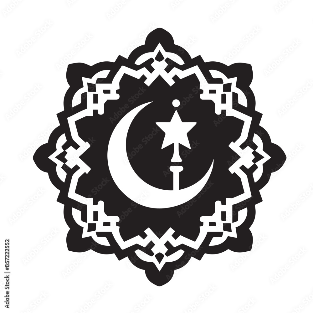 Silhouette of Islamic Element Icon Isolated in White Silhouette of Islamic Element Icon Isolated in White