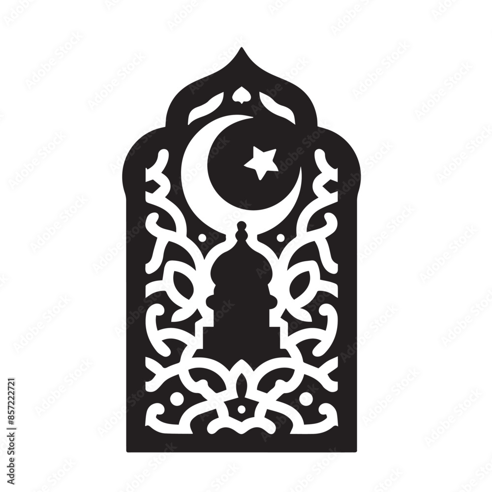 Silhouette of Islamic Element Icon Isolated in White Silhouette of Islamic Element Icon Isolated in White