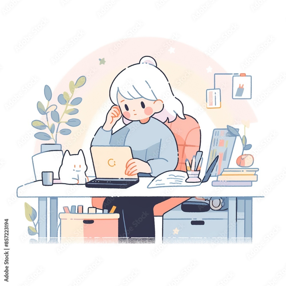 Young Woman Working at Her Office Desk