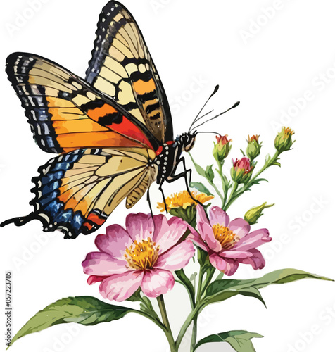 Canvas Print butterfly on flower