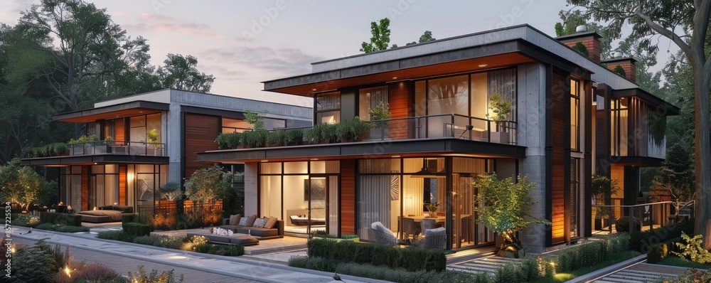 Contemporary townhouse with rooftop garden. Contemporary townhouse with rooftop garden.