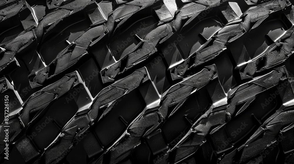 Fototapeta premium Detailed Tire Tread Patterns on Black Background Displaying Texture and Structure