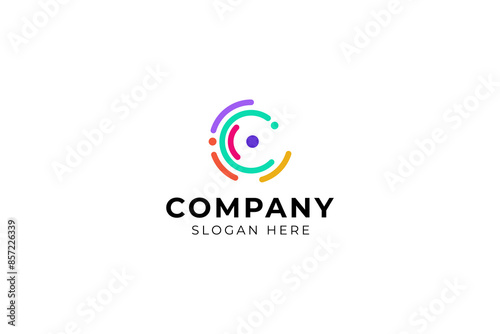 Modern Abstract letter C in colorful template vector logo design style