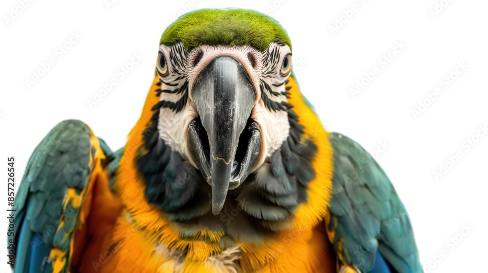 Fototapeta premium Blue-and-Gold Macaw gives curious gaze to camera