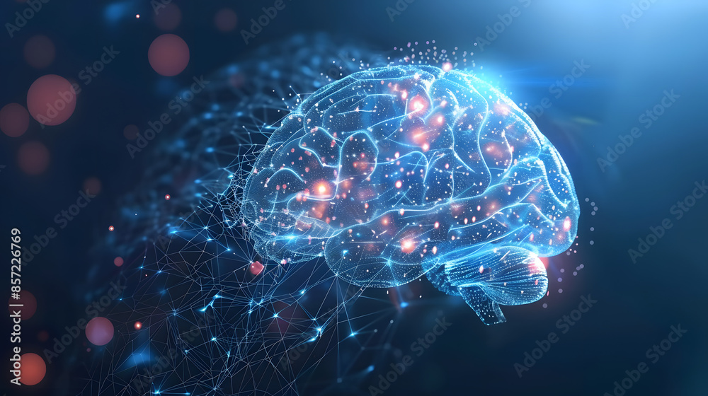 Concept of AI System with D Hologram of Human Brain and Computer Hardware Parts. Concept AI System, 3D Hologram, Human Brain, Computer Hardware Parts, Technology Integration Concept of AI System with D Hologram of Human Brain and Computer Hardware Parts. Concept AI System, 3D Hologram, Human Brain, Computer Hardware Parts, Technology Integration