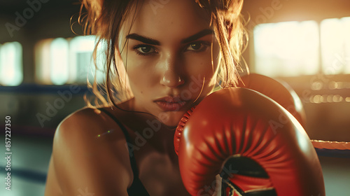 Girl in boxing gloves © AnastasiiaSai