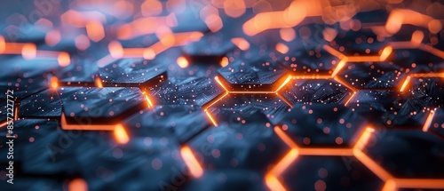 Advanced geometric patterns with a network of luminous hexagons in 8k UHD © Starkreal