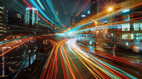 Cityscape in Motion: Artistic Light Trails of Busy Streets