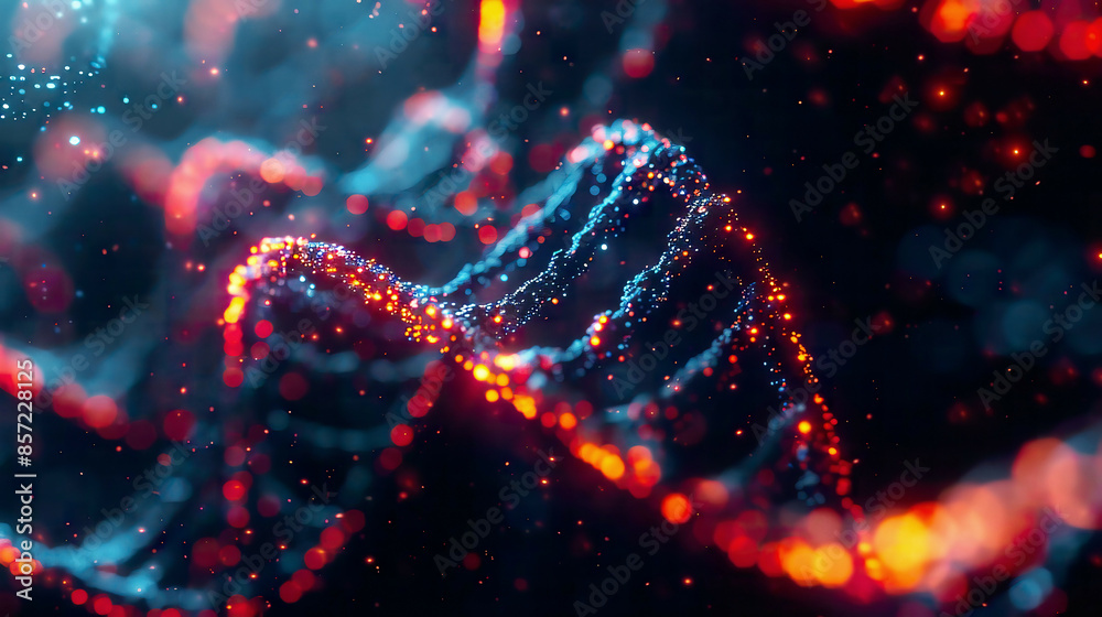 Abstract DNA strands background glowing and luminous dark gradient backdrop futuristic and detailed suitable for scientific posters or presentations Abstract DNA strands background glowing and luminous dark gradient backdrop futuristic and detailed suitable for scientific posters or presentations