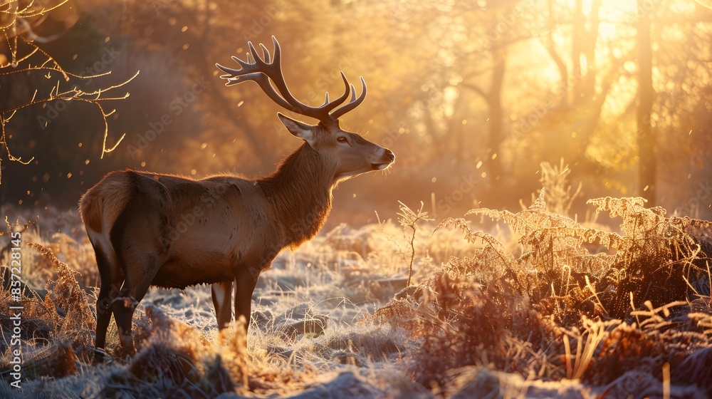 Fototapeta premium Red Deer in morning Sun.