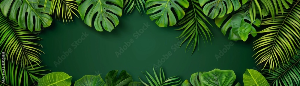 Lush Vector Illustration of Tropical Bromeliads and Palm Leaves with Jungle Vibe Lush Vector Illustration of Tropical Bromeliads and Palm Leaves with Jungle Vibe