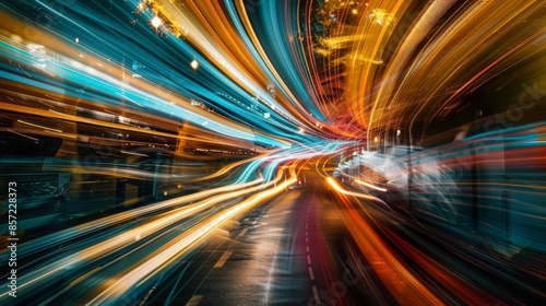 Cityscape in Motion: Artistic Light Trails of Busy Streets