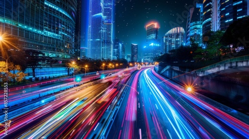 Cityscape in Motion: Artistic Light Trails of Busy Streets