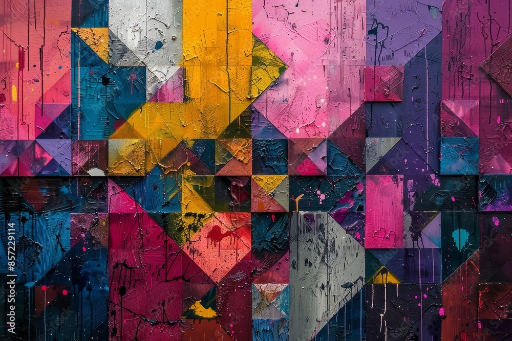 Fototapeta premium Harmonious Fusion: Modern Art Featuring Geometric Thai Patterns