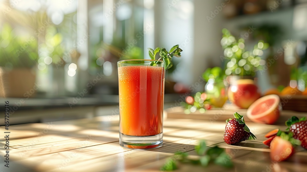Refreshing Glass of Orange Juice on Sunny Table