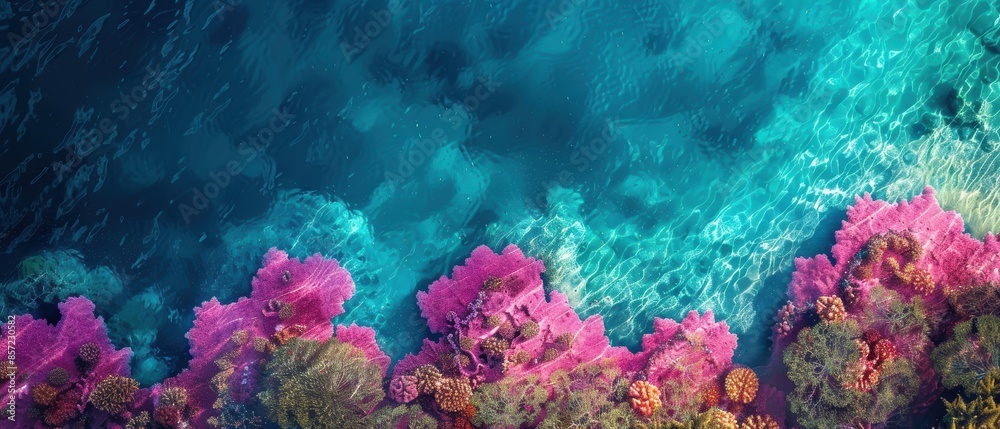 Naklejka premium Aerial view of a vibrant coral reef,