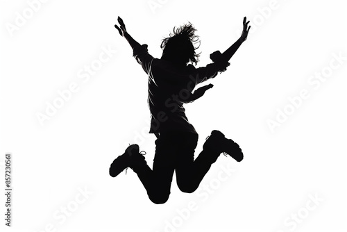 Wallpaper Mural silhouette of a person jumping in the air with arms raised, captured in a dynamic and energetic pose. Commercial photo Torontodigital.ca